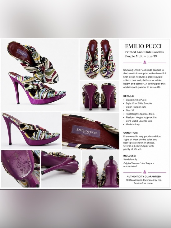 Pucci Other - Emilio Pucci Silk Satin High Heel Mule Sandals – Size EU 39